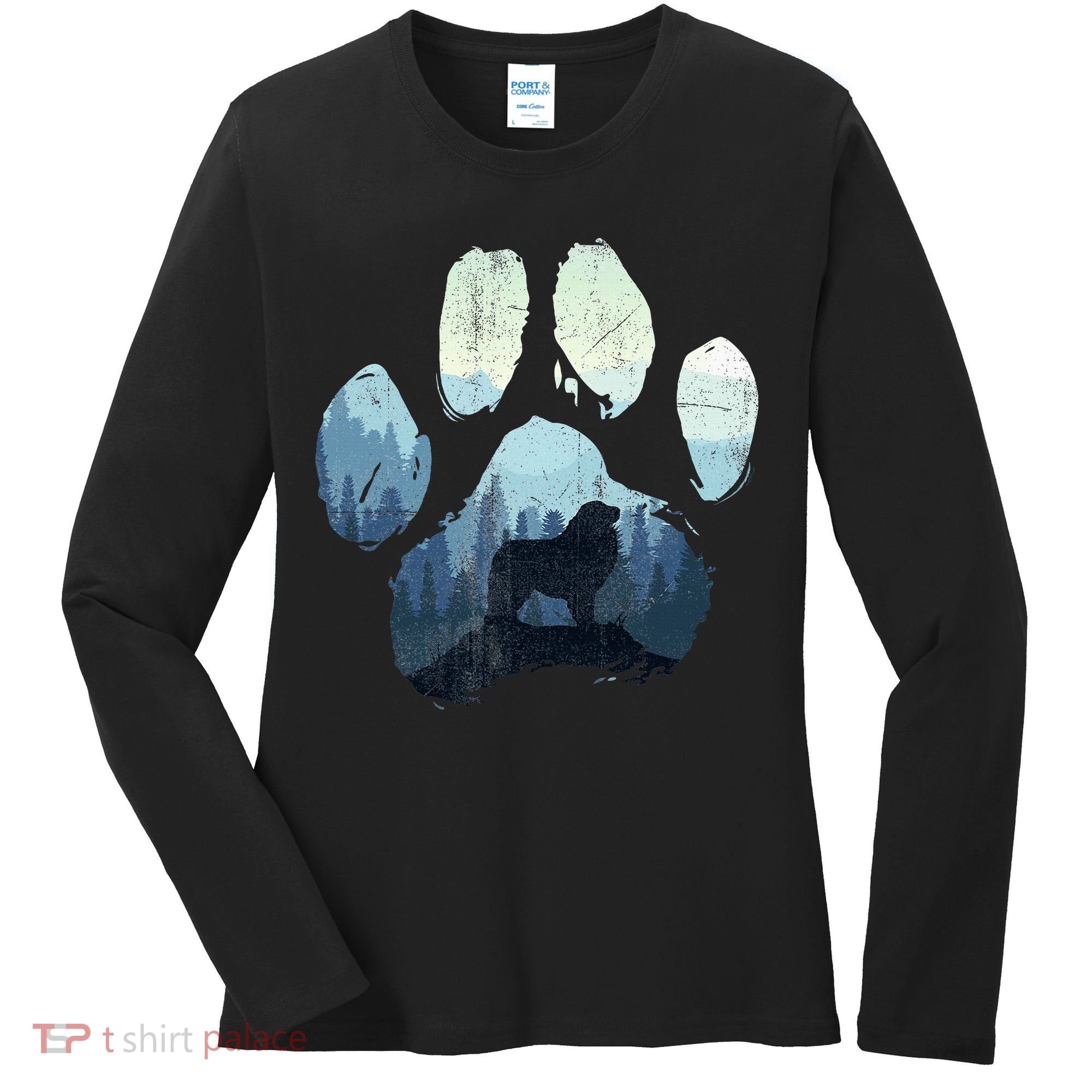 Great Pyrenees Dog Paw Mom Dad Mountains Women's Long Sleeve Shirt