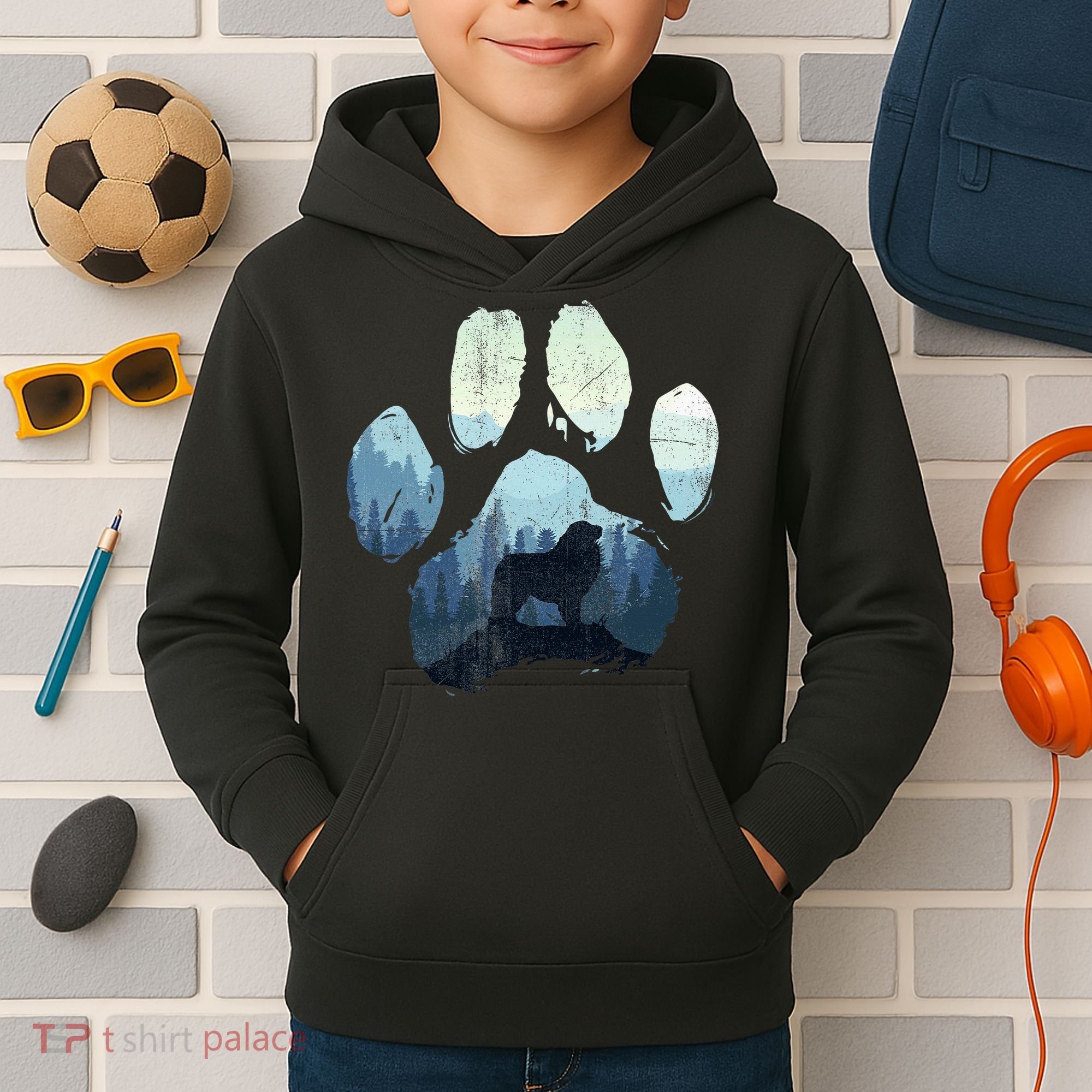 Great Pyrenees Dog Paw Mom Dad Mountains Kids Hoodie