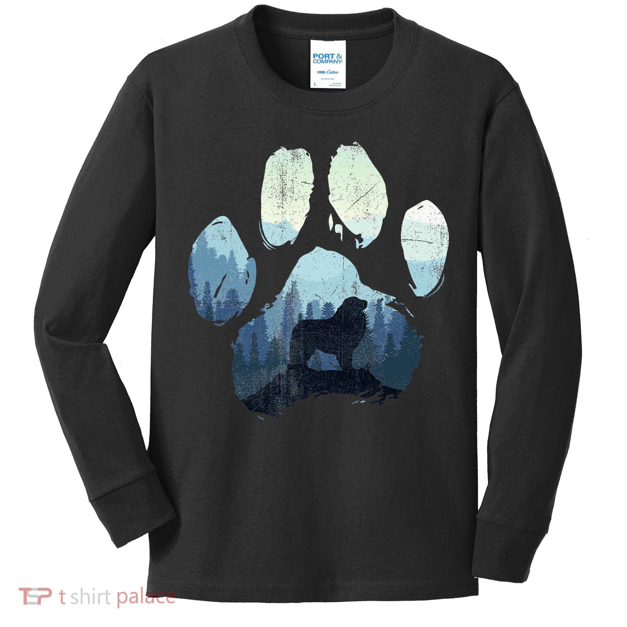 Great Pyrenees Dog Paw Mom Dad Mountains Kids Long Sleeve Shirt