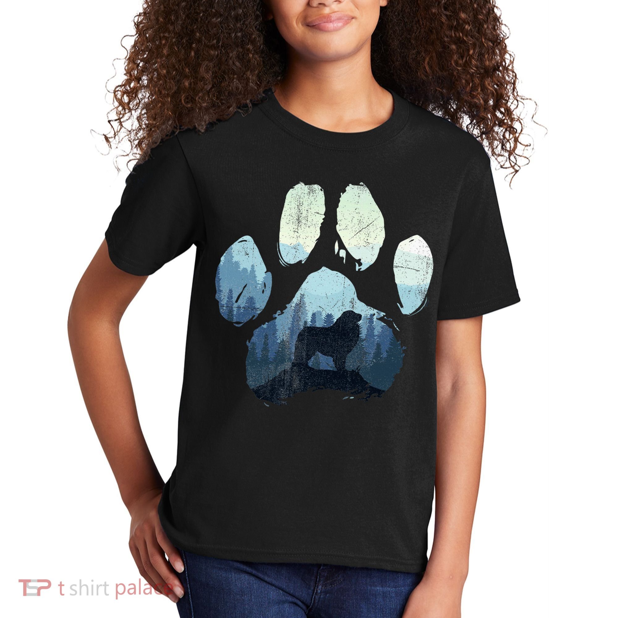 Great Pyrenees Dog Paw Mom Dad Mountains Kids T-Shirt