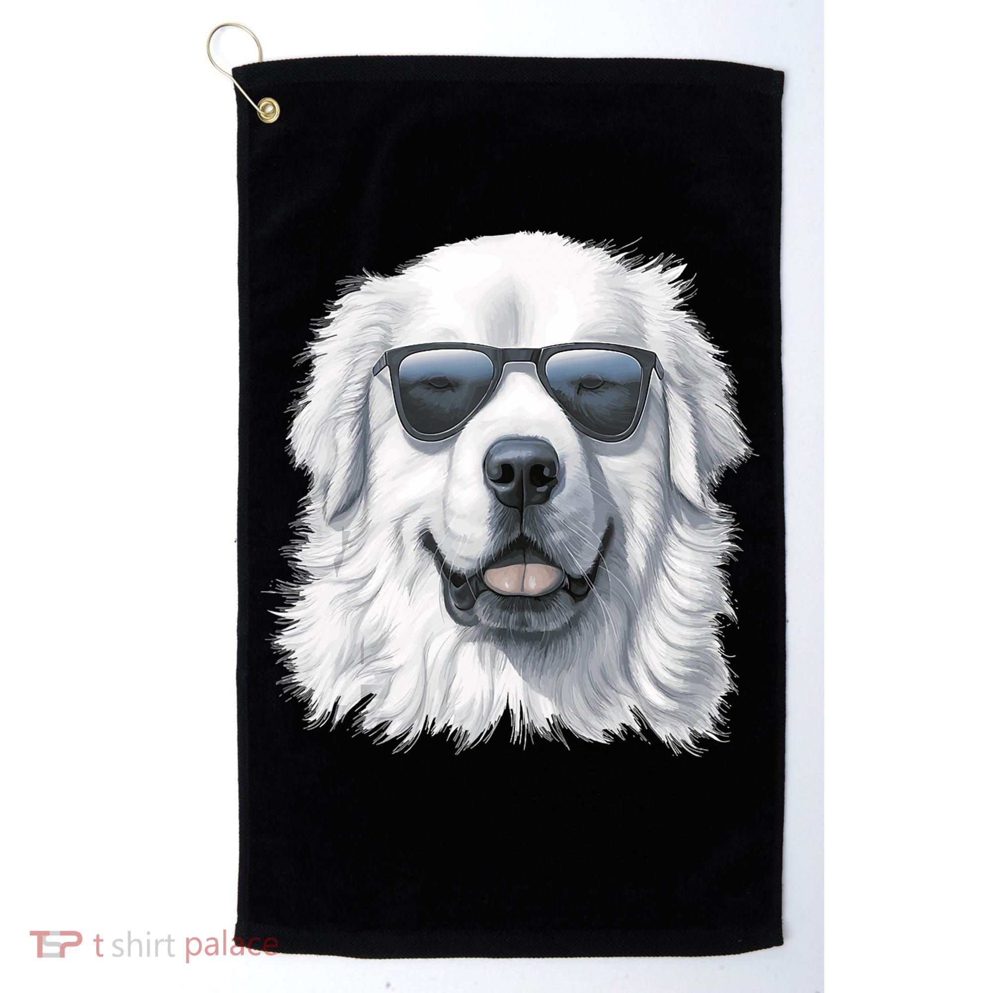 Great Pyrenees Dog With Sunglasses Great Pyrenees Golf Towel