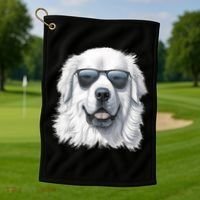 Great Pyrenees Dog With Sunglasses Great Pyrenees Golf Towel thumb 1