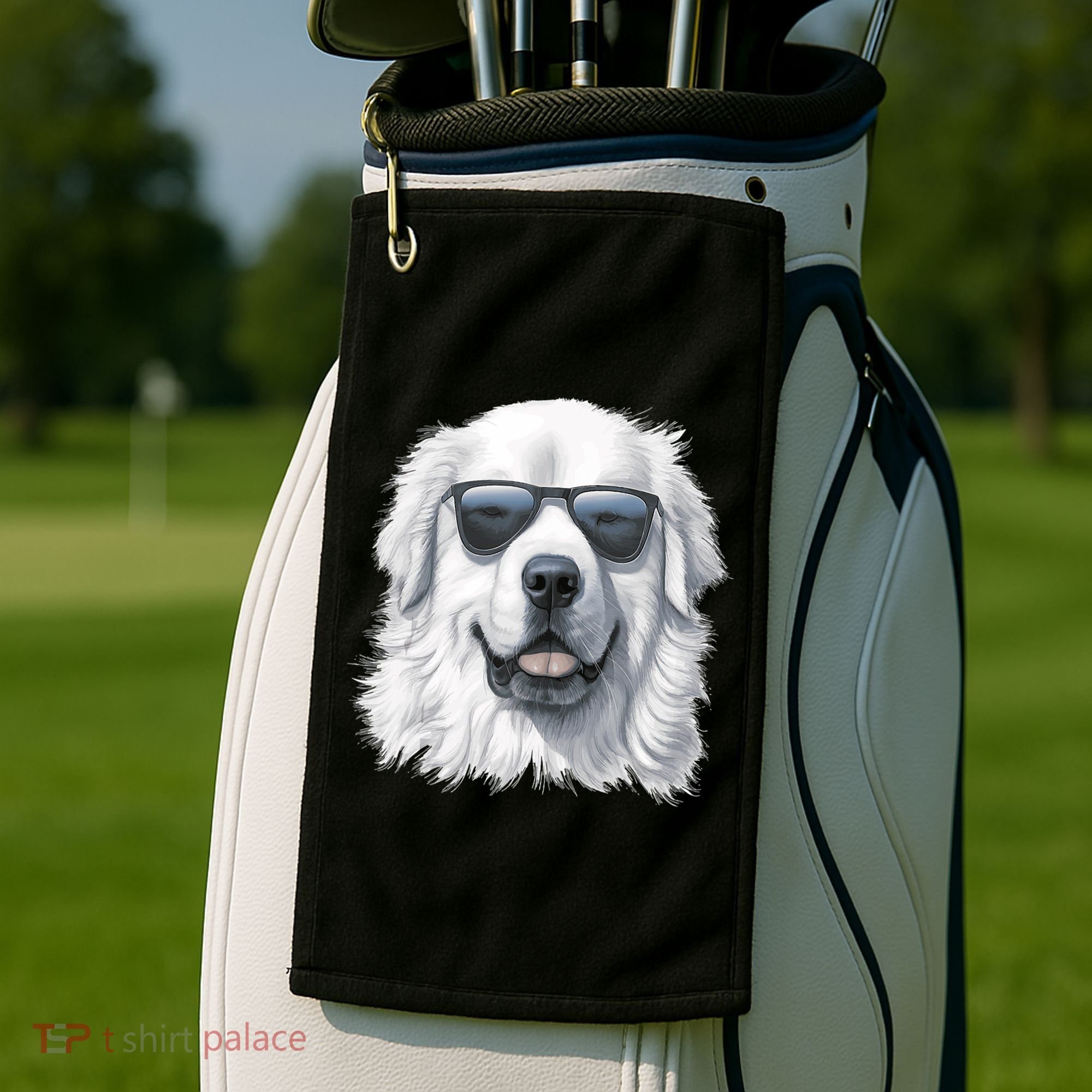 Great Pyrenees Dog With Sunglasses Great Pyrenees Golf Towel