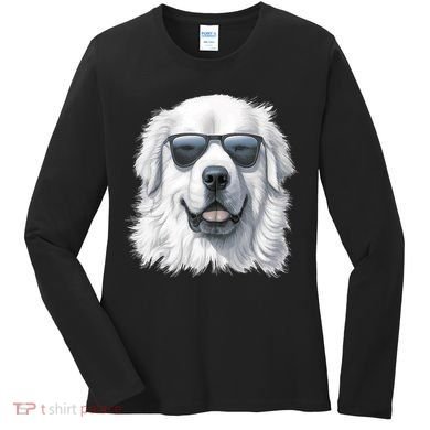 Great Pyrenees Dog With Sunglasses Great Pyrenees Women's Long Sleeve Shirt