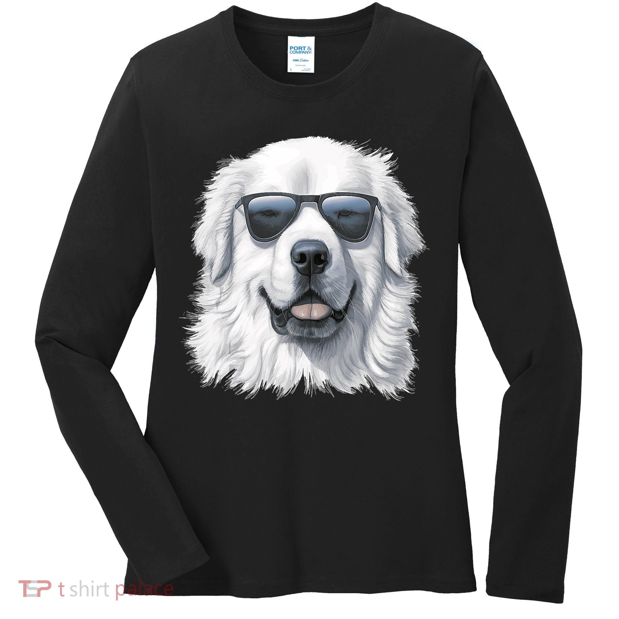 Great Pyrenees Dog With Sunglasses Great Pyrenees Women's Long Sleeve Shirt