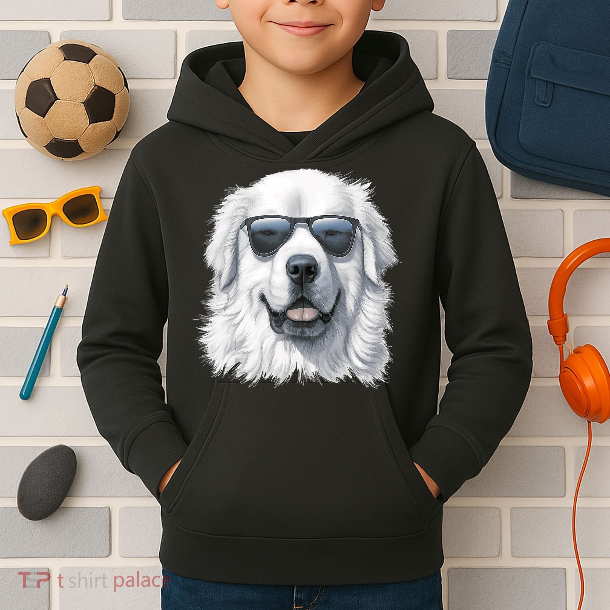 Great Pyrenees Dog With Sunglasses Great Pyrenees Kids Hoodie