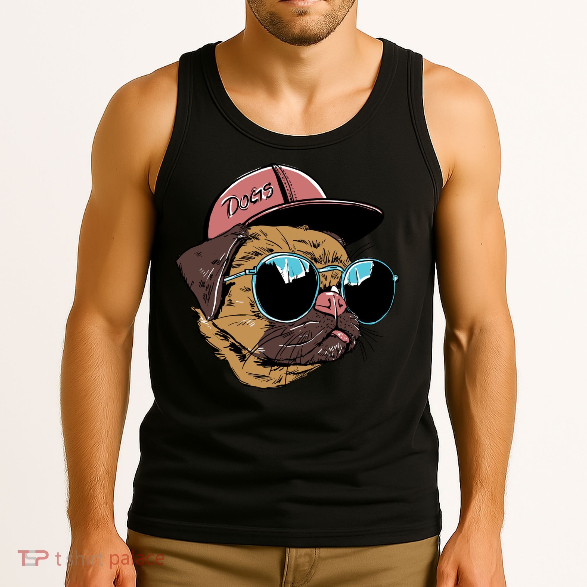 Gangster Pug Dog Hipster Cool Shades Tank Top
