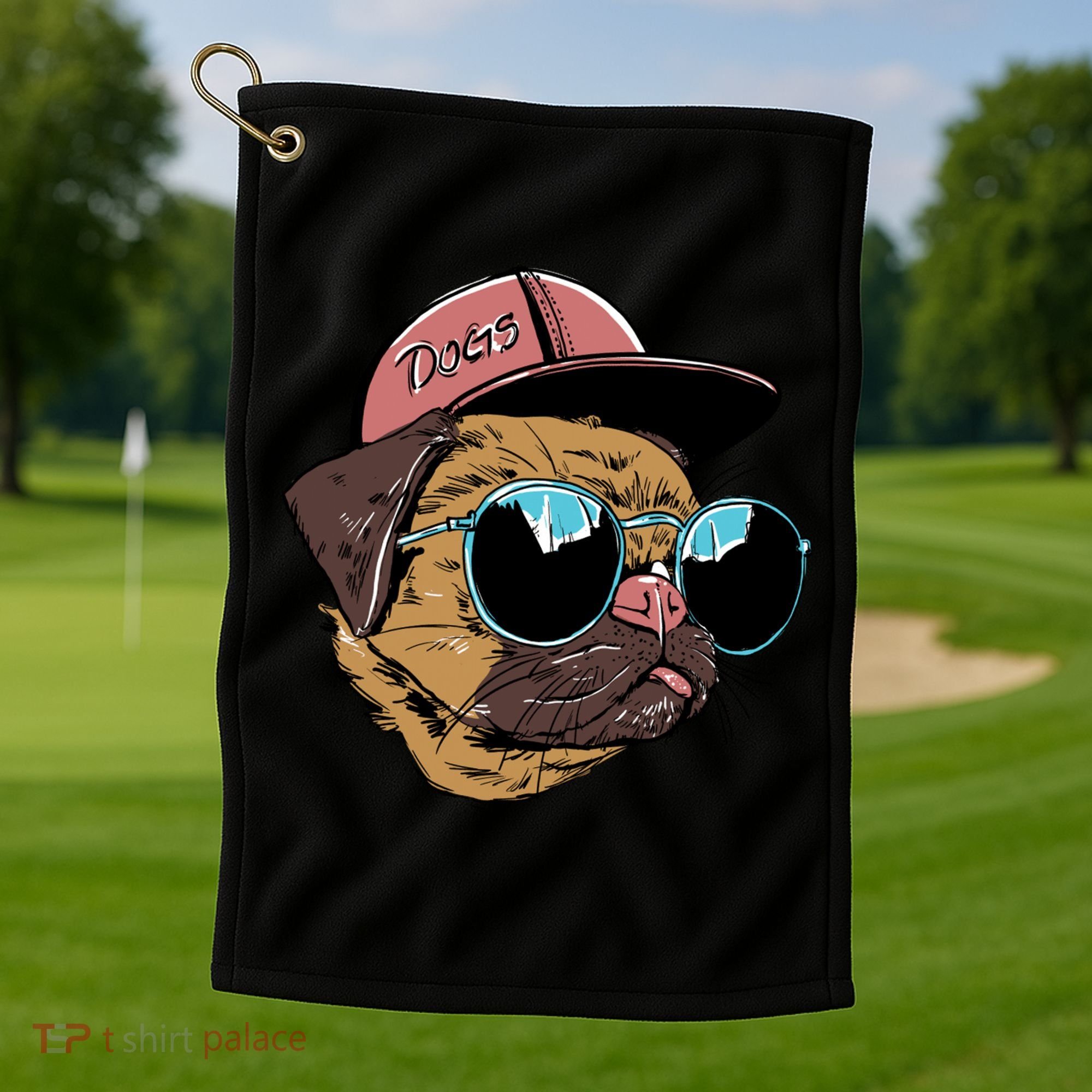 Gangster Pug Dog Hipster Cool Shades Golf Towel