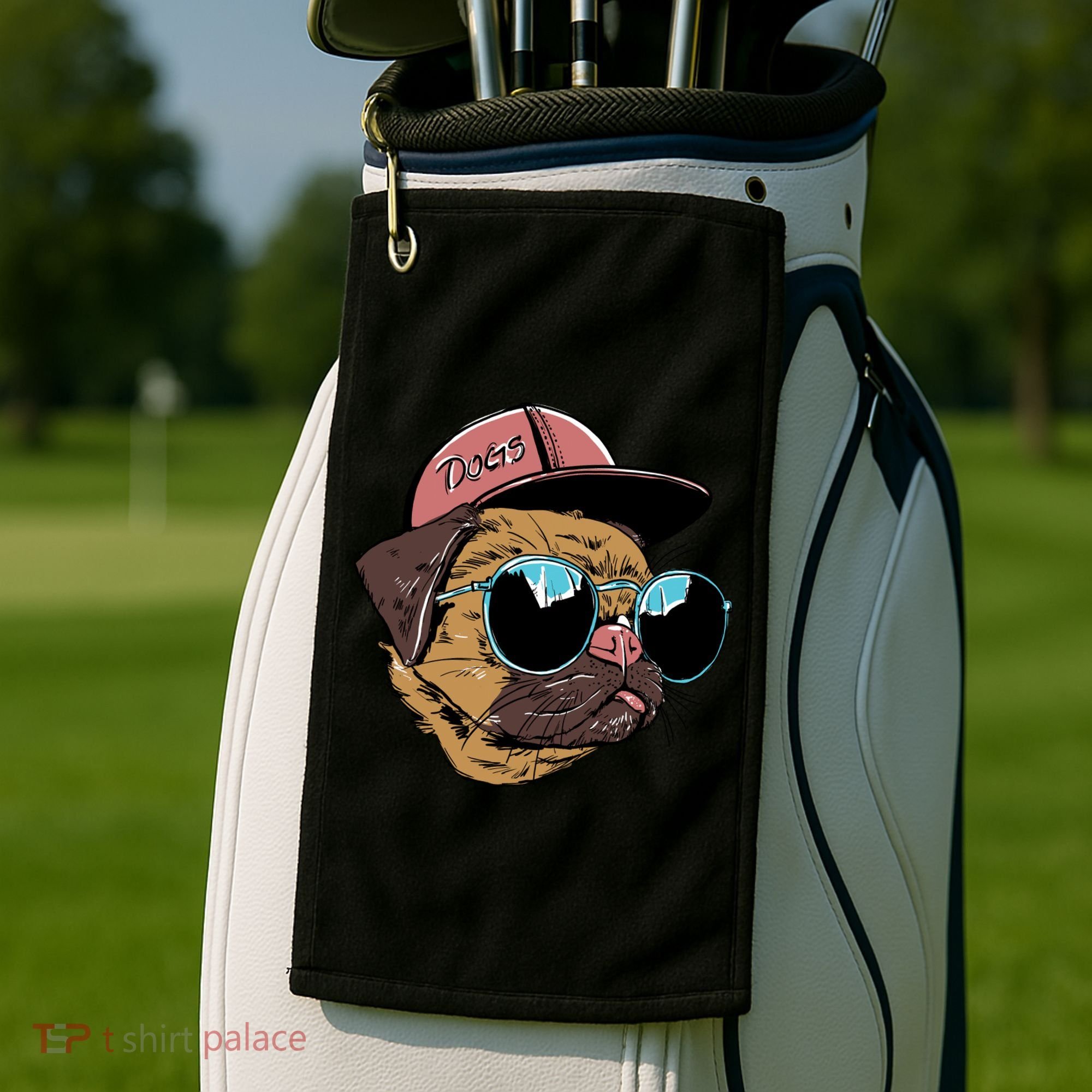 Gangster Pug Dog Hipster Cool Shades Golf Towel