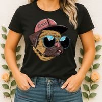 Gangster Pug Dog Hipster Cool Shades Women's T-Shirt thumb 2