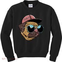 Gangster Pug Dog Hipster Cool Shades Kids Sweatshirt thumb 0