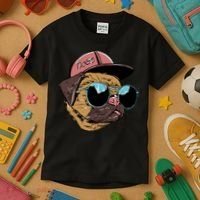 Gangster Pug Dog Hipster Cool Shades Kids T-Shirt thumb 3