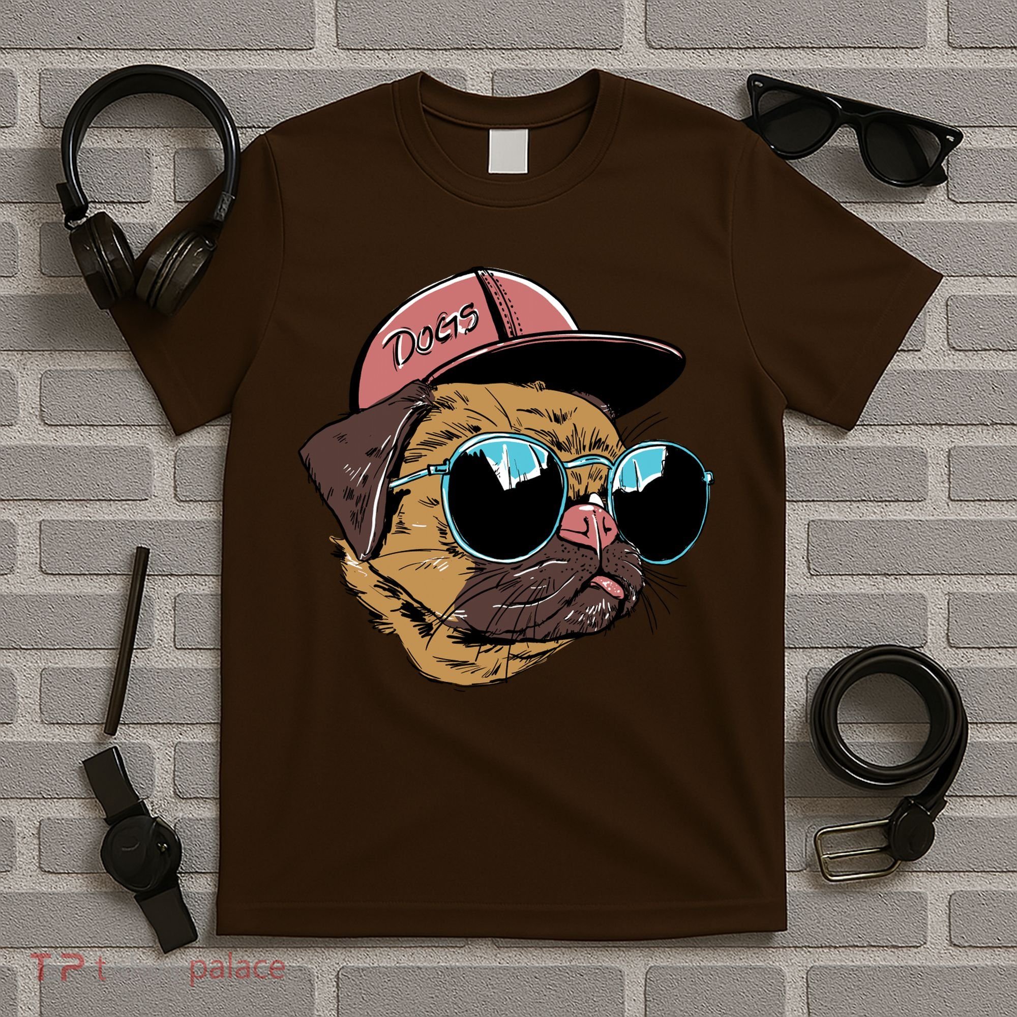 Gangster Pug Dog Hipster Cool Shades T-Shirt