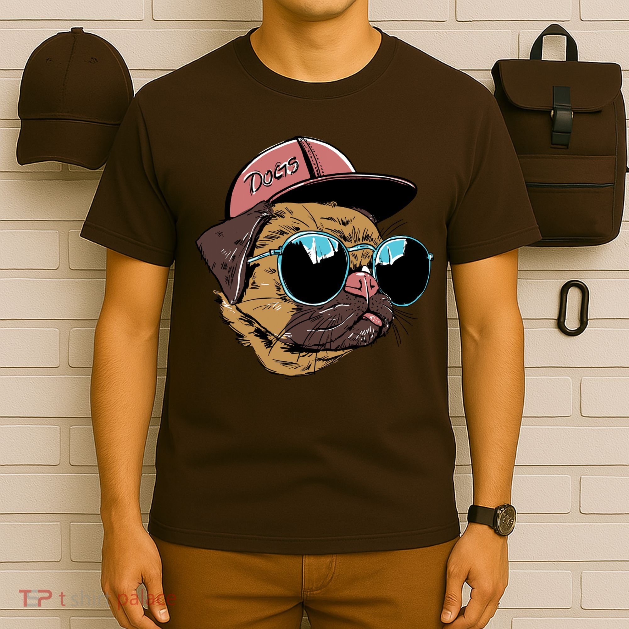 Gangster Pug Dog Hipster Cool Shades T-Shirt