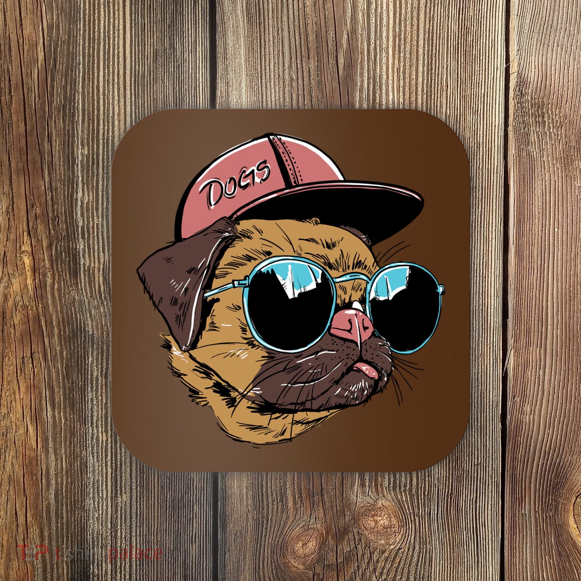 Gangster Pug Dog Hipster Cool Shades Coaster