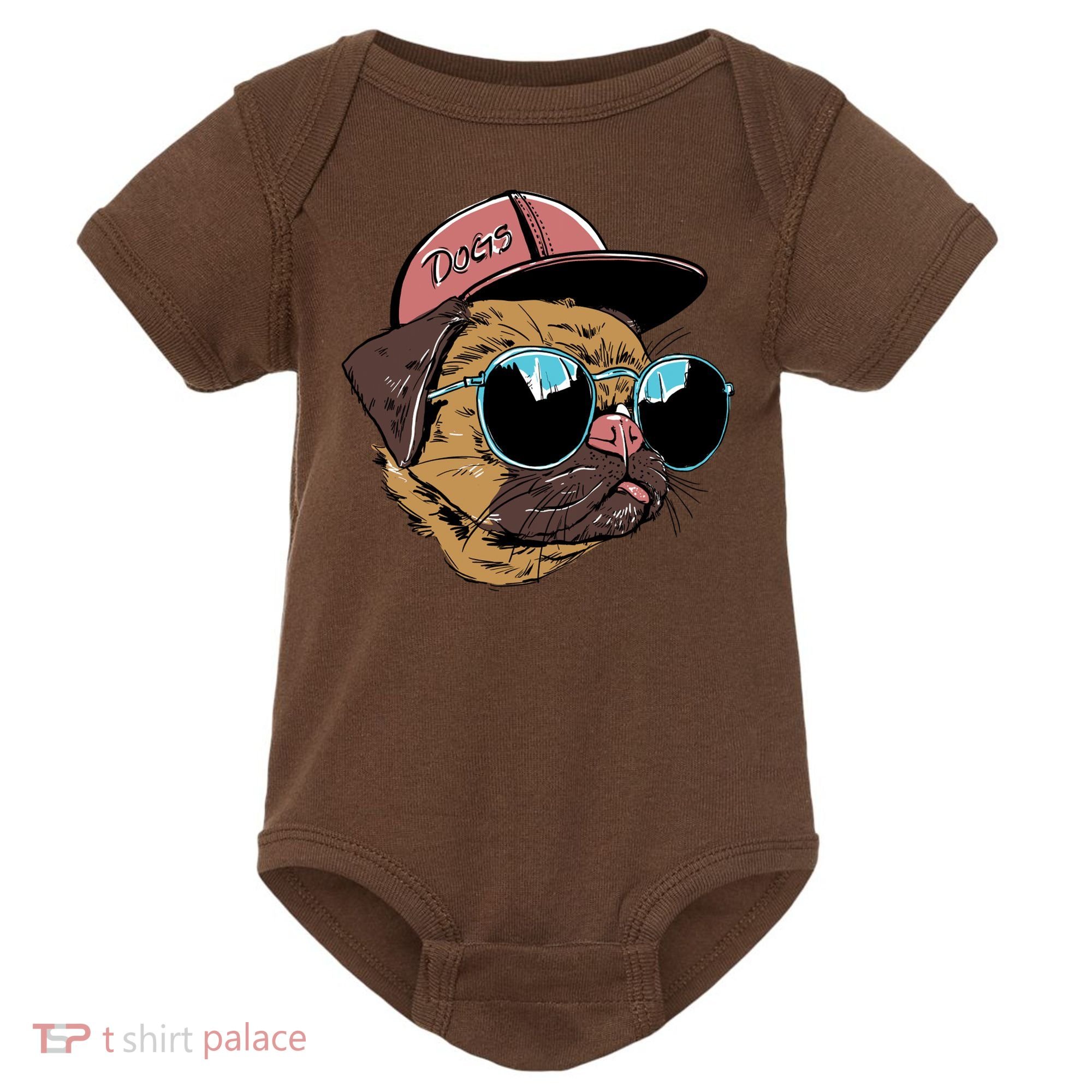 Gangster Pug Dog Hipster Cool Shades Baby Bodysuit