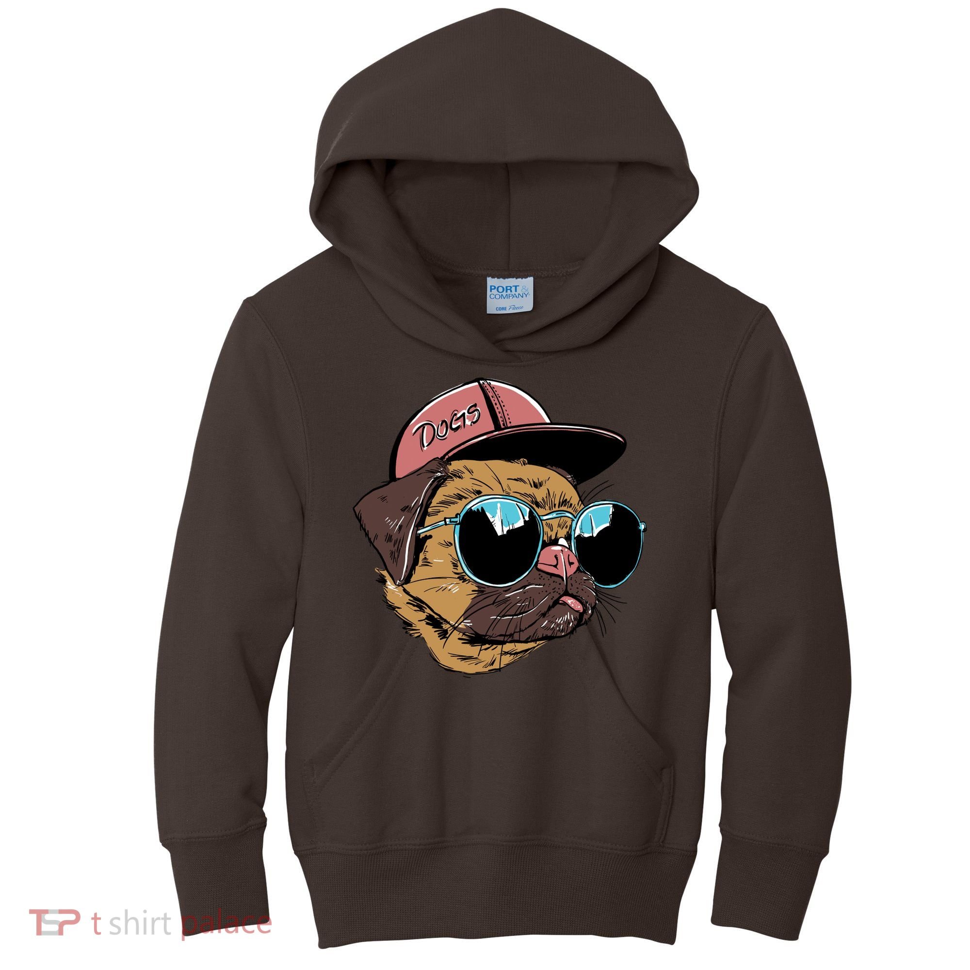 Gangster Pug Dog Hipster Cool Shades Kids Hoodie