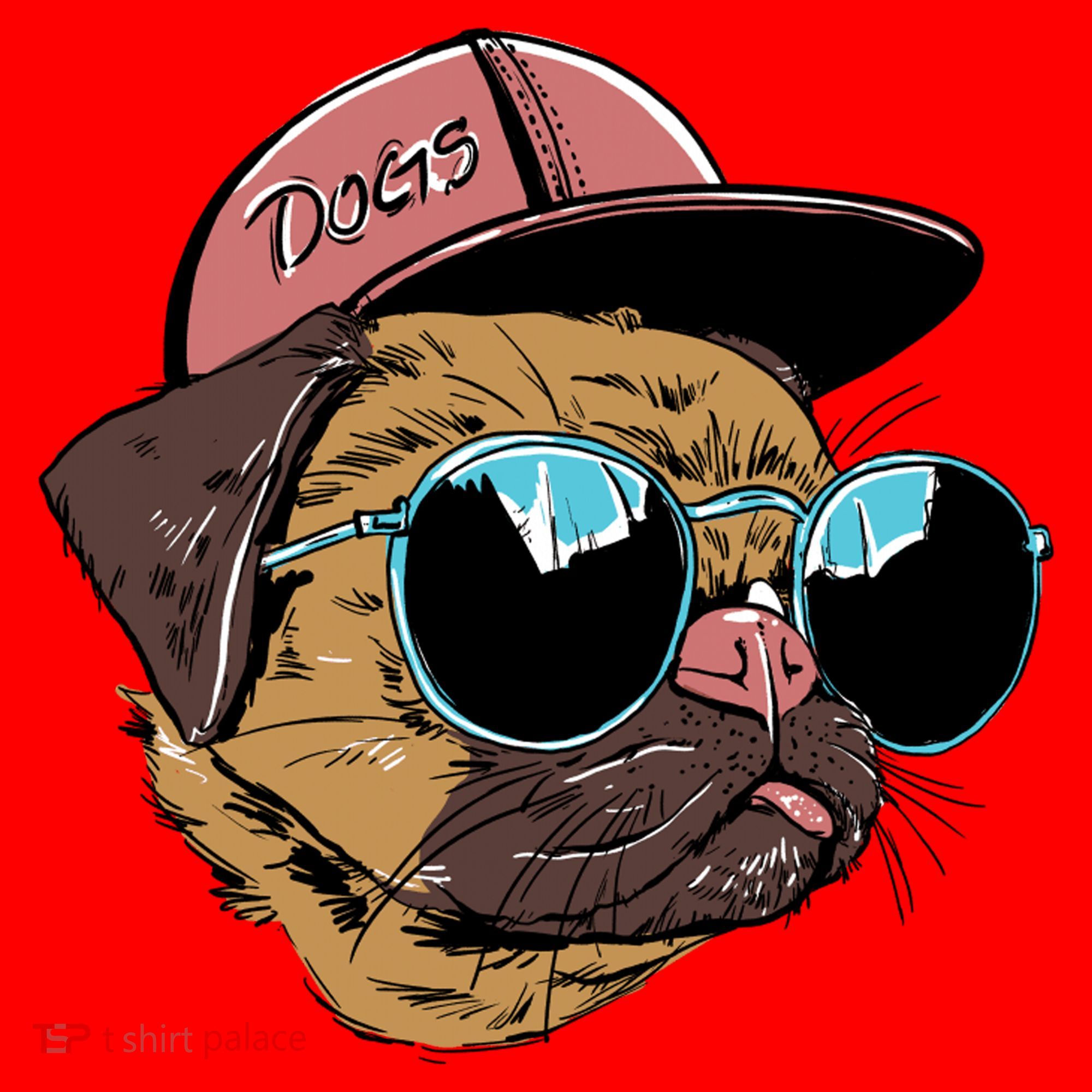 Gangster Pug Dog Hipster Cool Shades Santa Hat