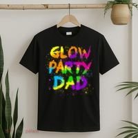 Glow Party Dad Splatter Effect 80 Theme Color Birthday Party T-Shirt thumb 2