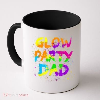 Glow Party Dad Splatter Effect 80 Theme Color Birthday Party Coffee Mug