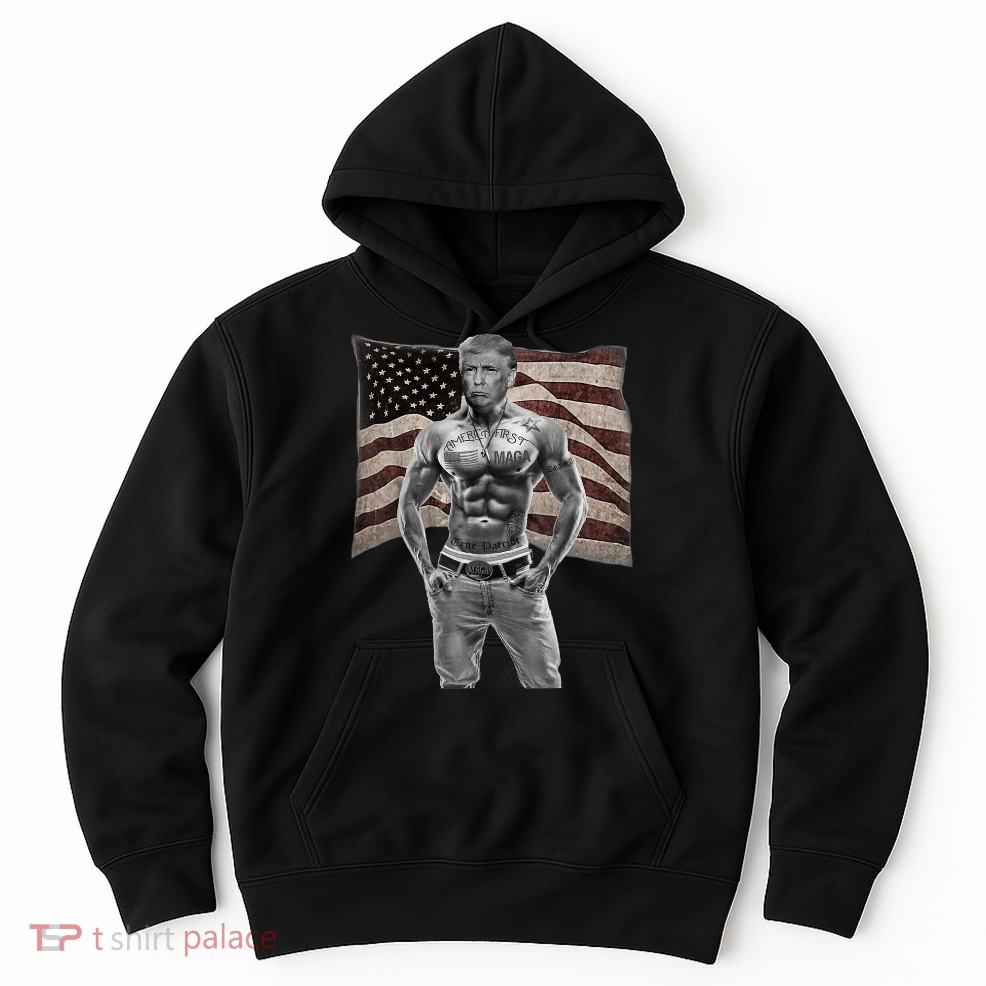 Gangster Pro Donald Trump Tattoo Republican American Flag Hoodie
