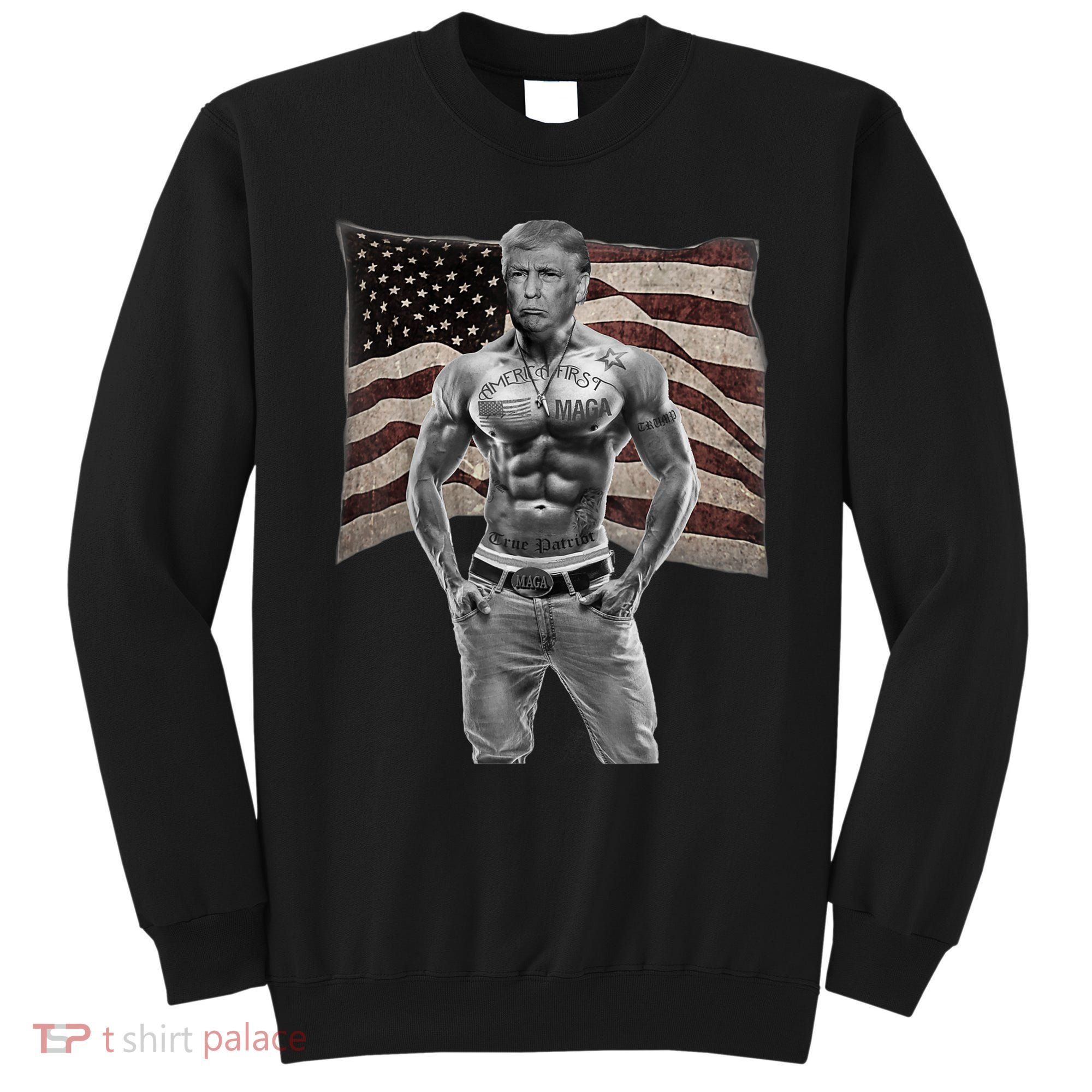Gangster Pro Donald Trump Tattoo Republican American Flag Sweatshirt