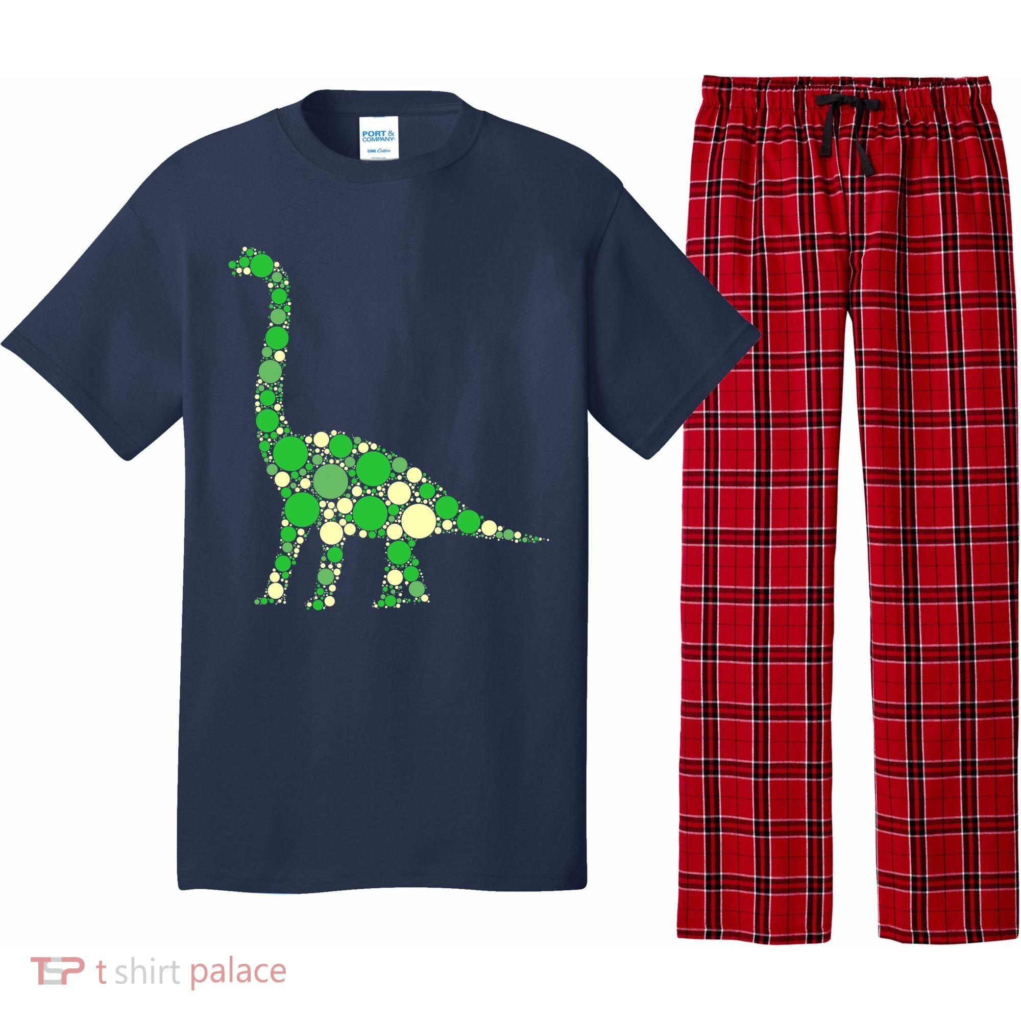 Green Polka Dot Dinosaur Dot Day Shirt For Teacher Student Pajama Set