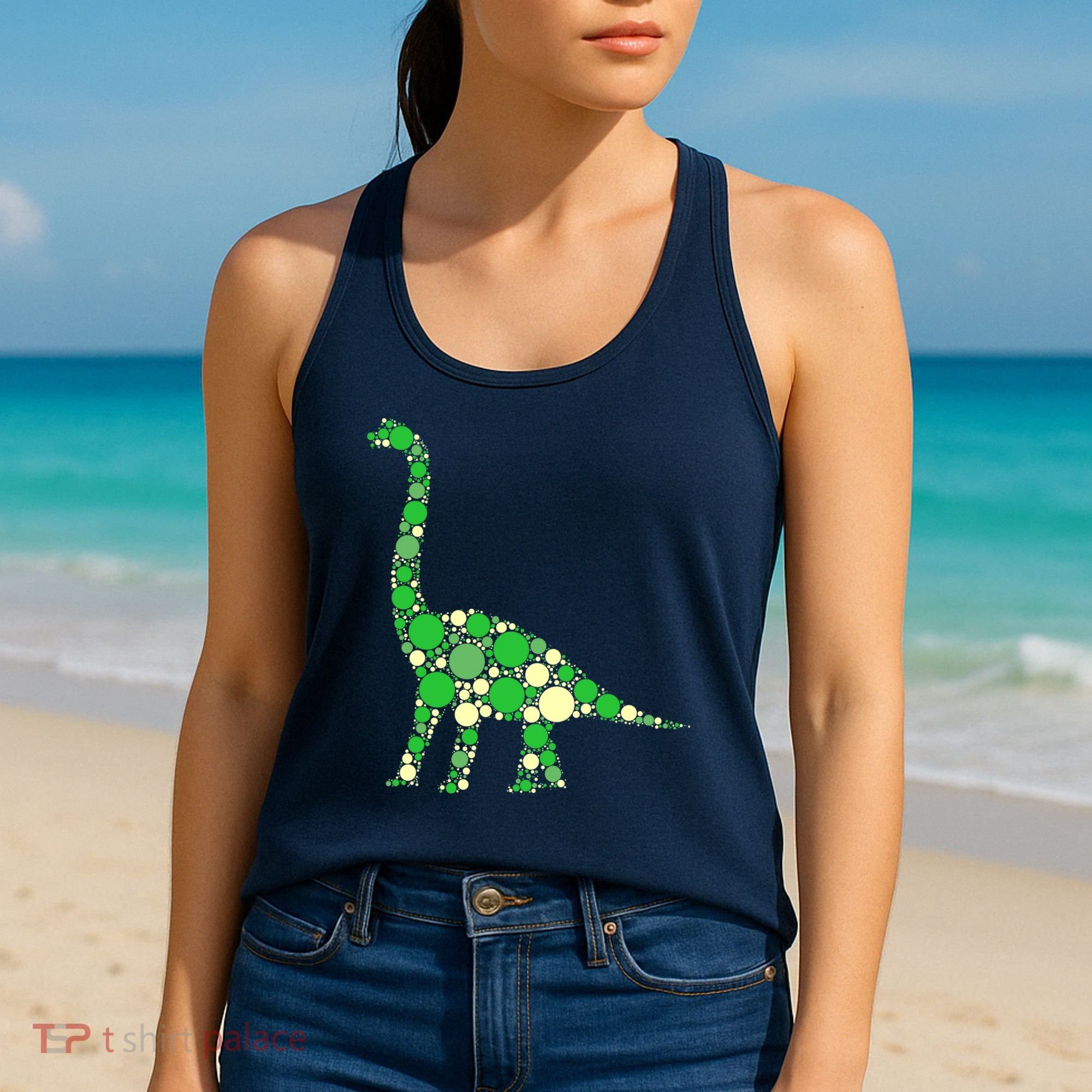 Green Polka Dot Dinosaur Dot Day Shirt For Teacher Student Women's Tank Top