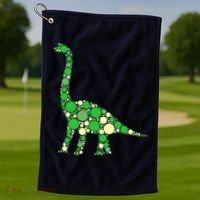 Green Polka Dot Dinosaur Dot Day Shirt For Teacher Student Golf Towel thumb 1