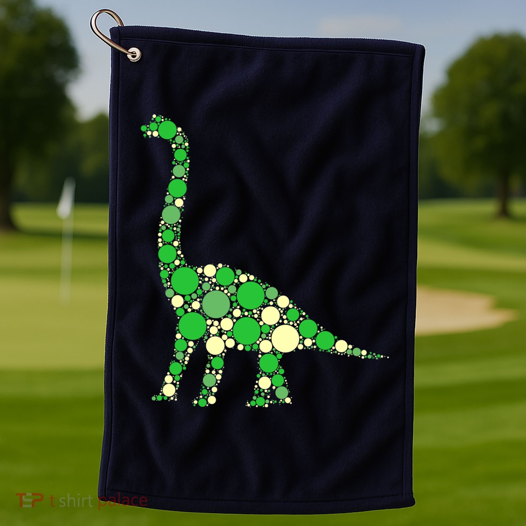 Green Polka Dot Dinosaur Dot Day Shirt For Teacher Student Golf Towel
