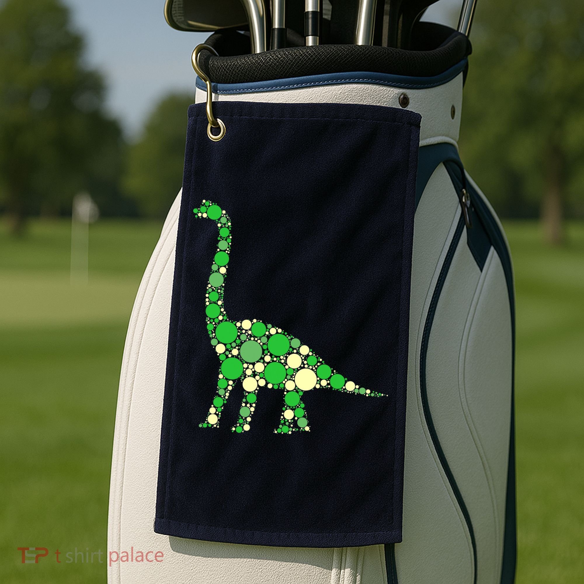 Green Polka Dot Dinosaur Dot Day Shirt For Teacher Student Golf Towel