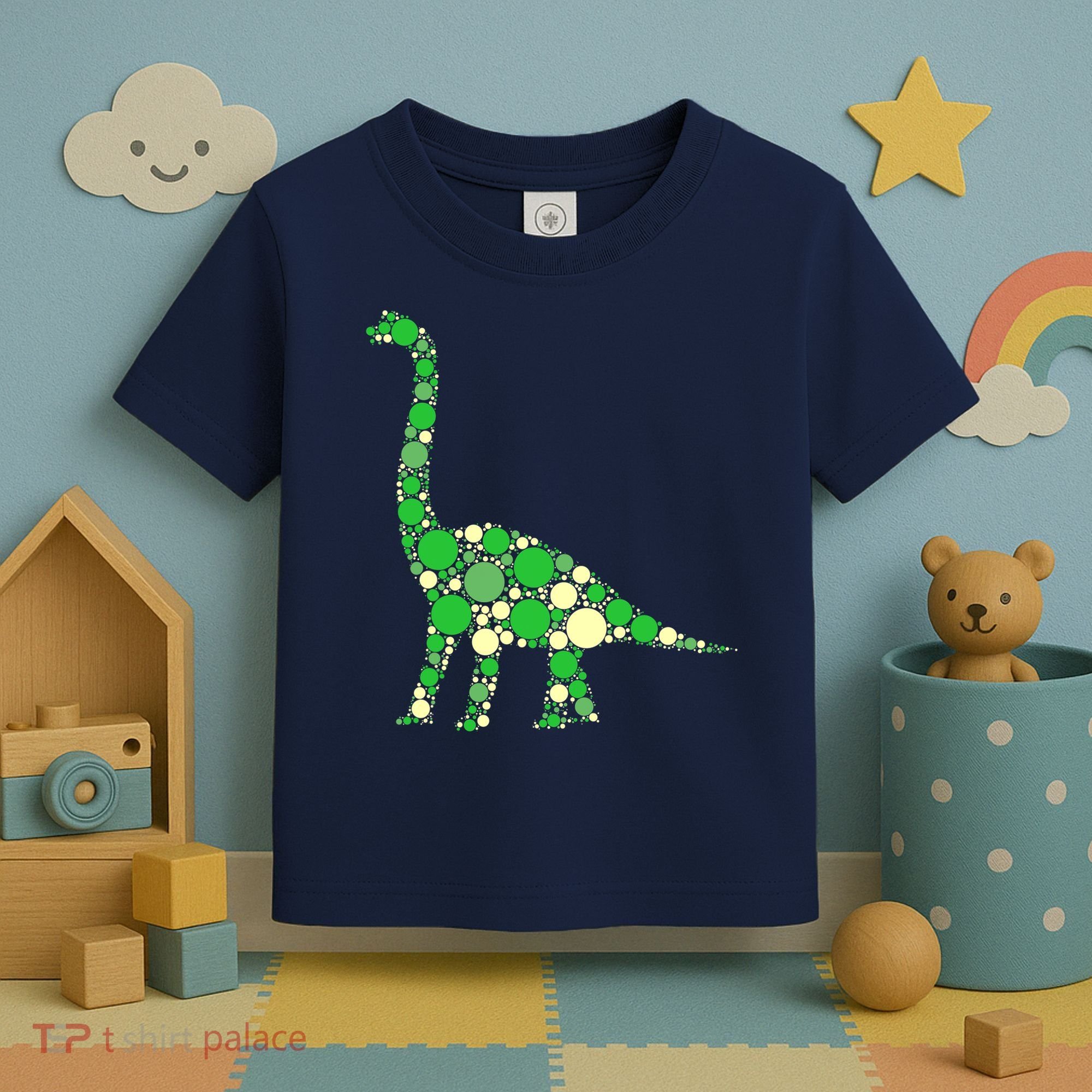 Green Polka Dot Dinosaur Dot Day Shirt For Teacher Student Toddler T-Shirt
