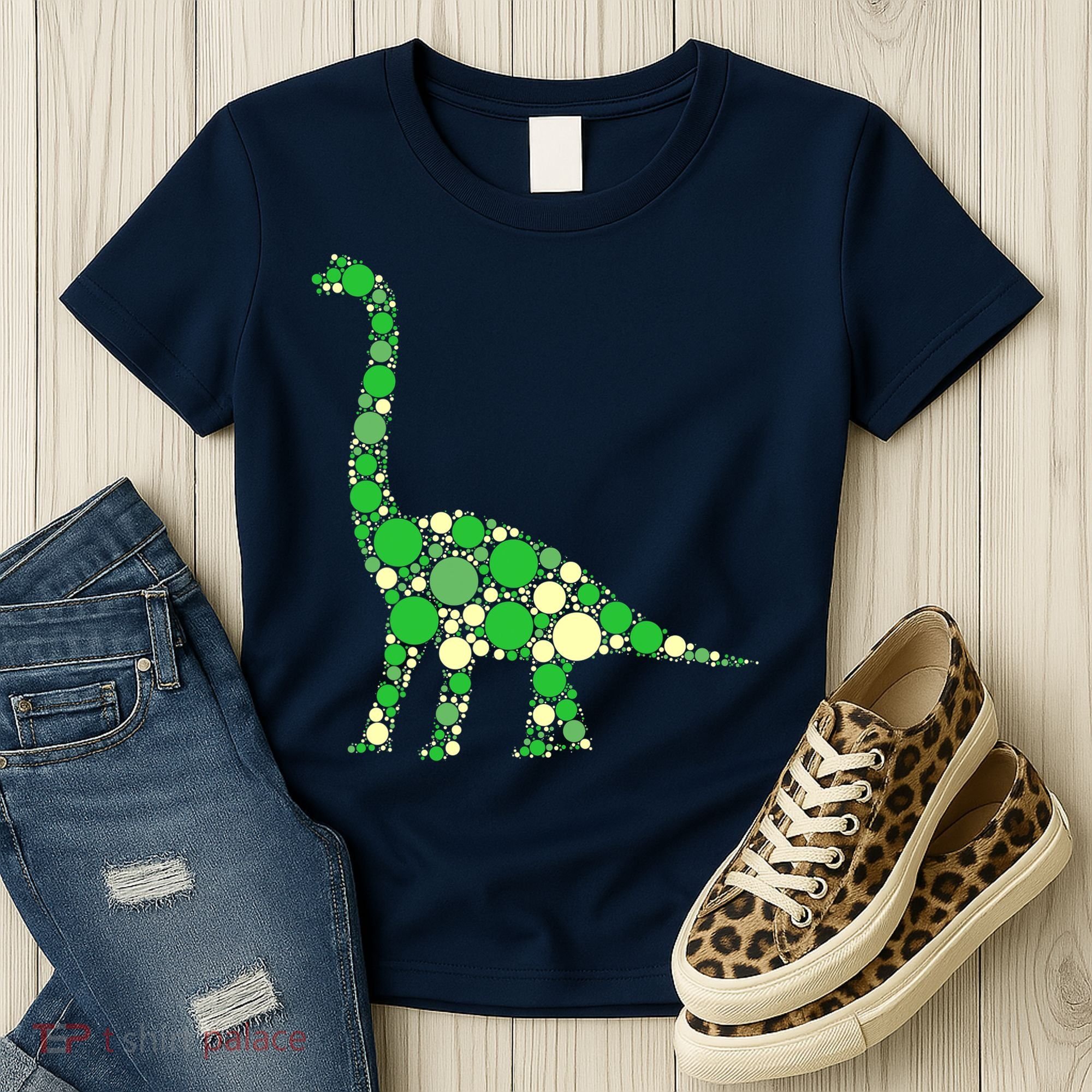 Green Polka Dot Dinosaur Dot Day Shirt For Teacher Student Women's T-Shirt
