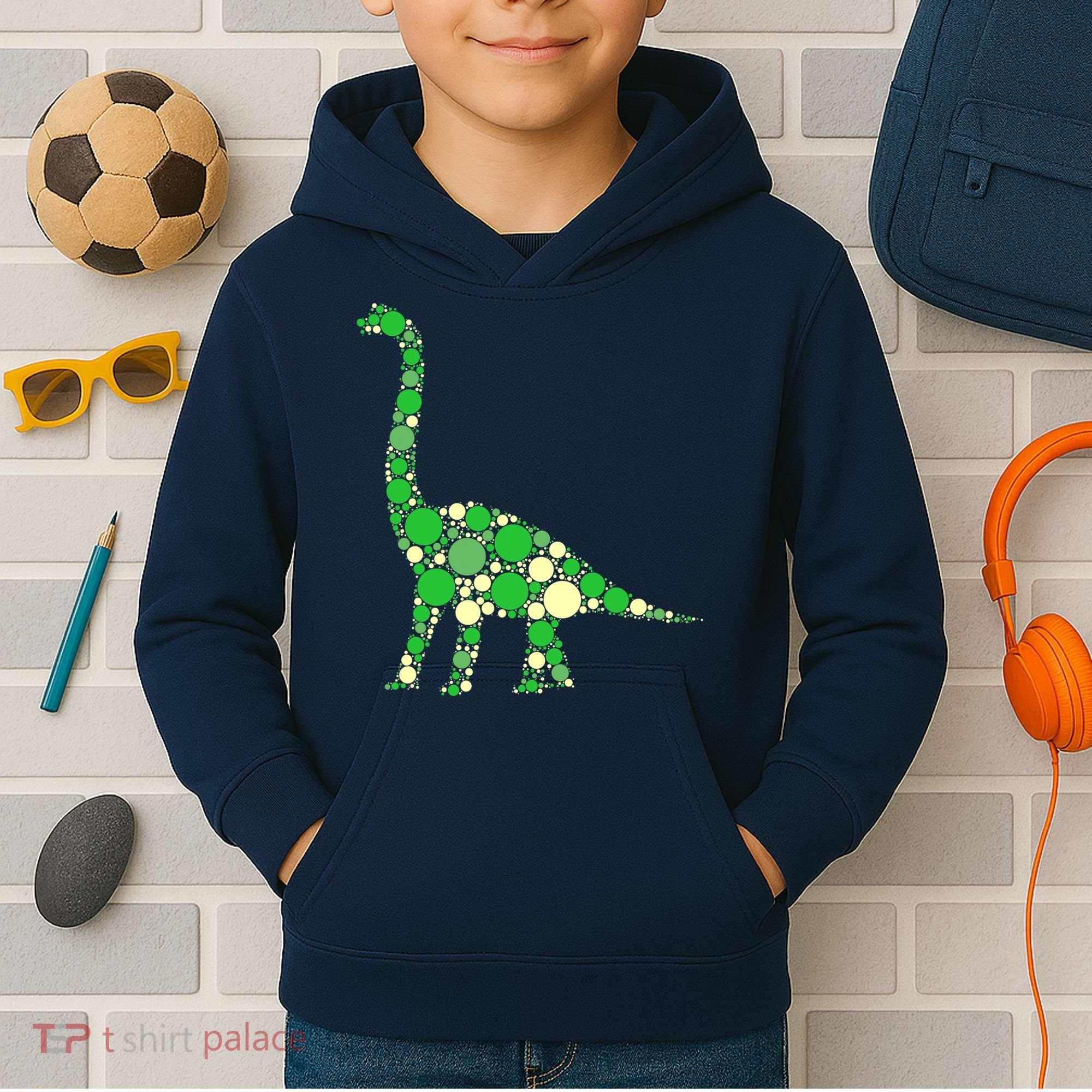 Green Polka Dot Dinosaur Dot Day Shirt For Teacher Student Kids Hoodie