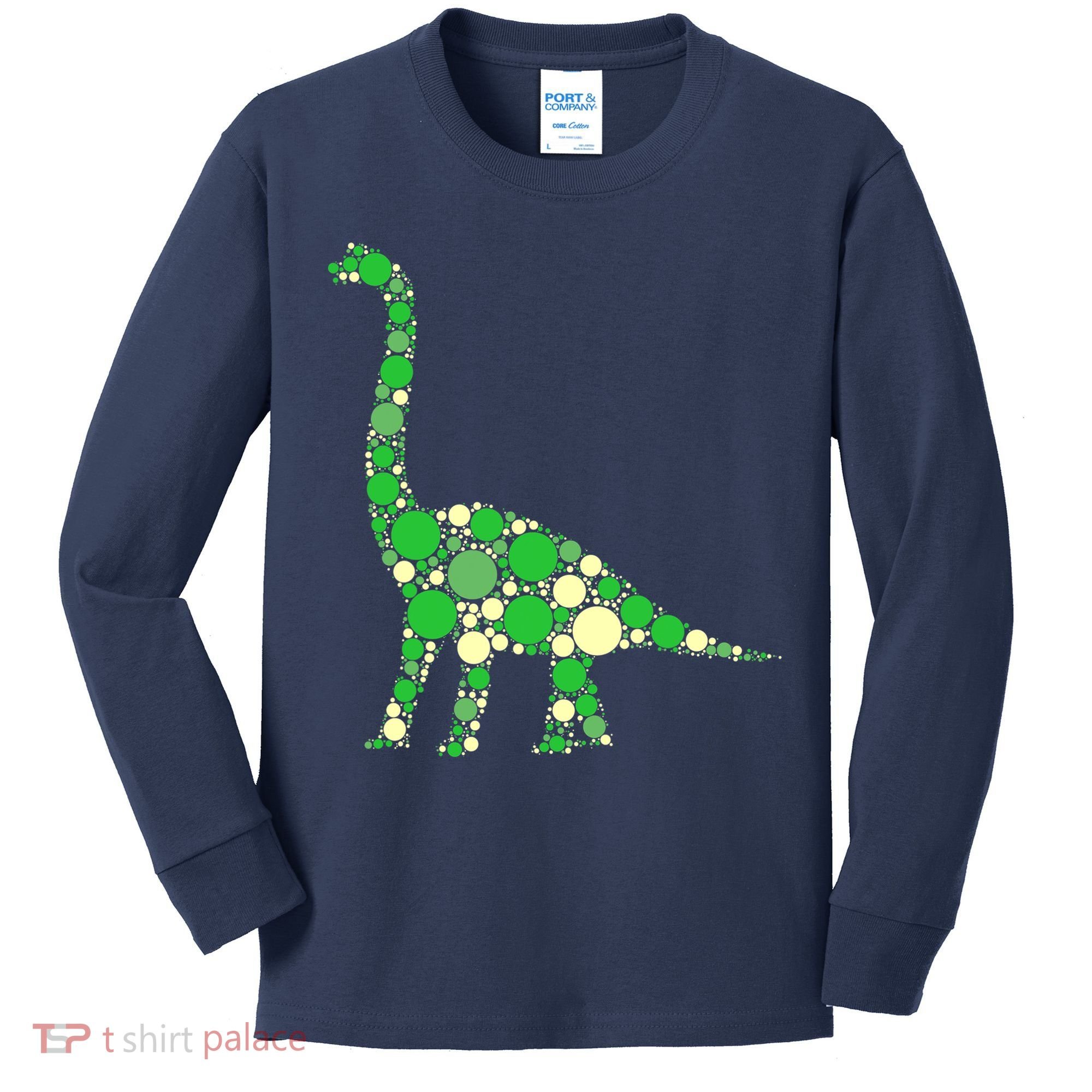 Green Polka Dot Dinosaur Dot Day Shirt For Teacher Student Kids Long Sleeve Shirt