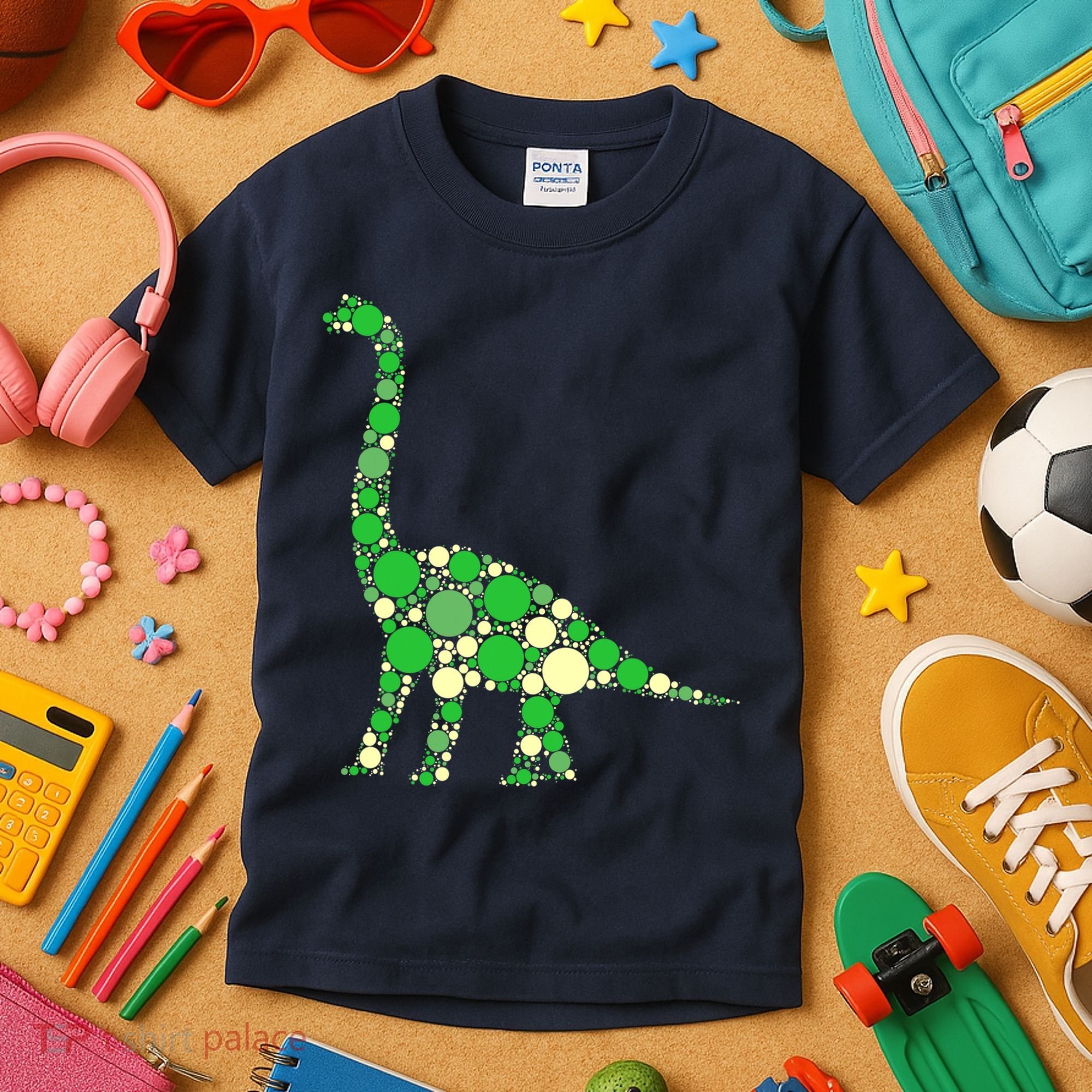 Green Polka Dot Dinosaur Dot Day Shirt For Teacher Student Kids T-Shirt