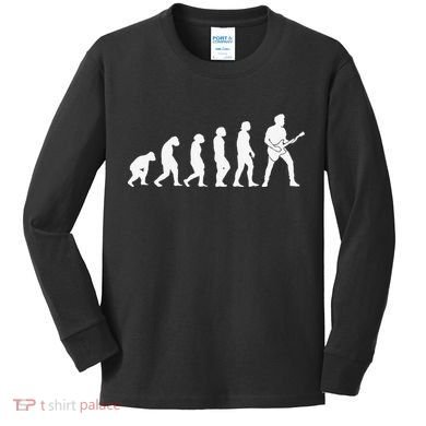 Guitar Player Evolution Guitarist Player Guitar Kids Long Sleeve Shirt