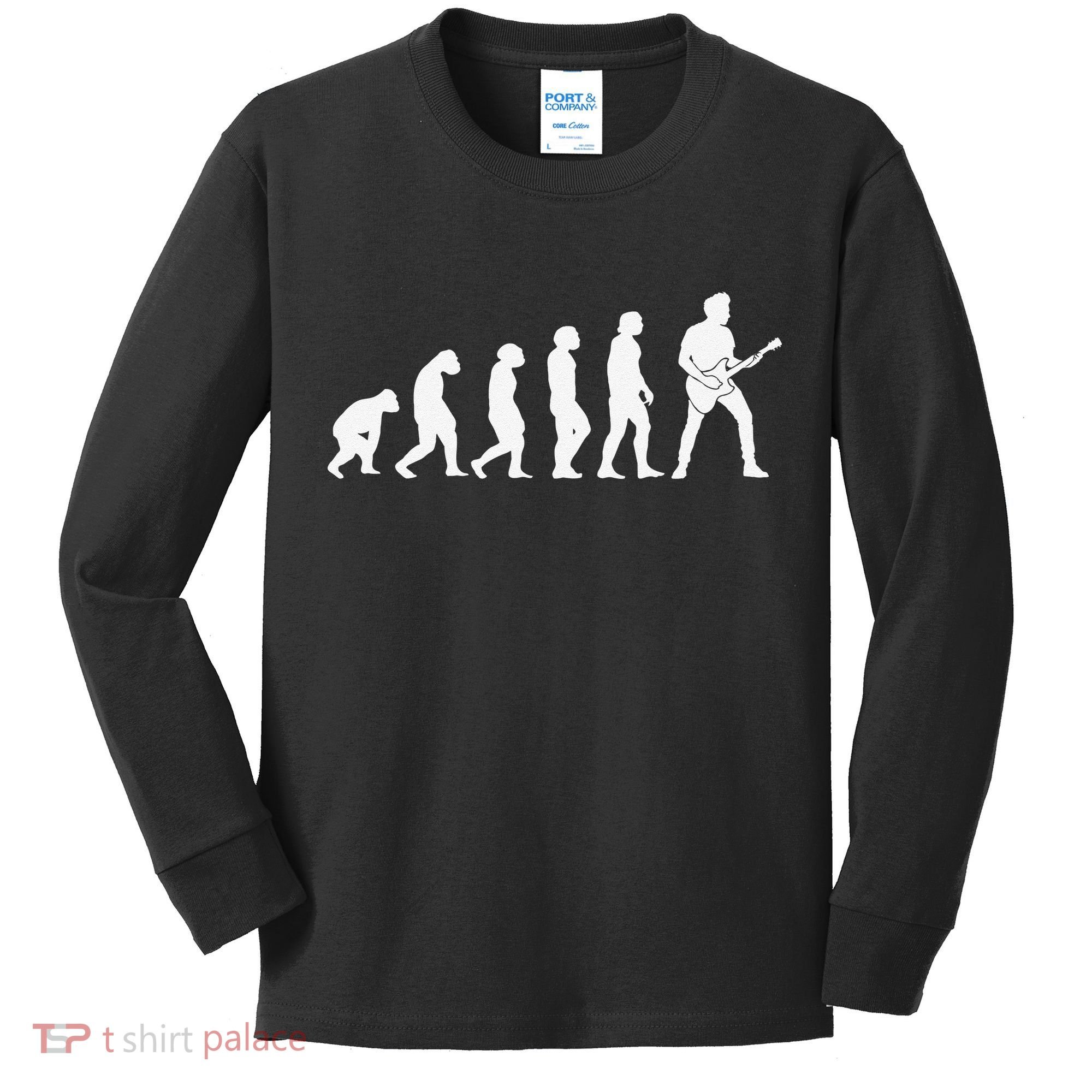 Guitar Player Evolution Guitarist Player Guitar Kids Long Sleeve Shirt