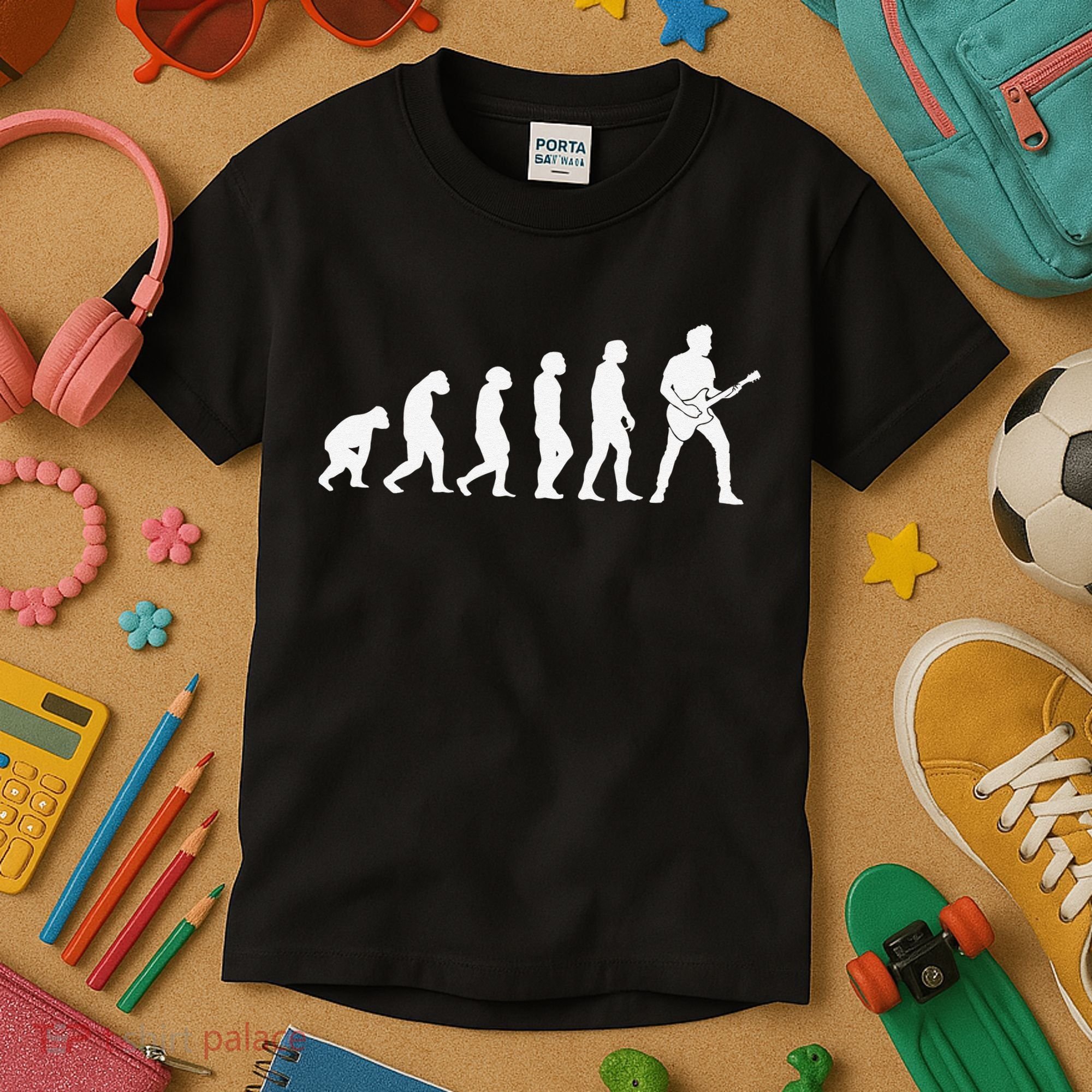 Guitar Player Evolution Guitarist Player Guitar Kids T-Shirt