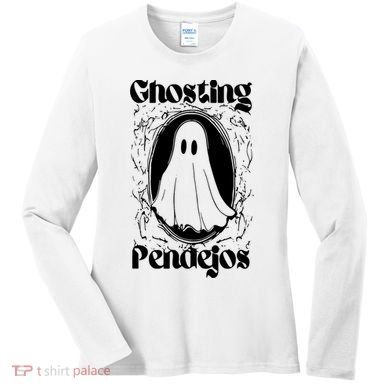 Ghosting Pendejos Funny Mexican Ghost Halloween Women's Long Sleeve Shirt