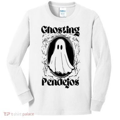 Ghosting Pendejos Funny Mexican Ghost Halloween Kids Long Sleeve Shirt