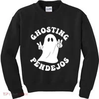 Ghosting Pendejos Funny Mexican Ghost Halloween Meme Kids Sweatshirt thumb 0