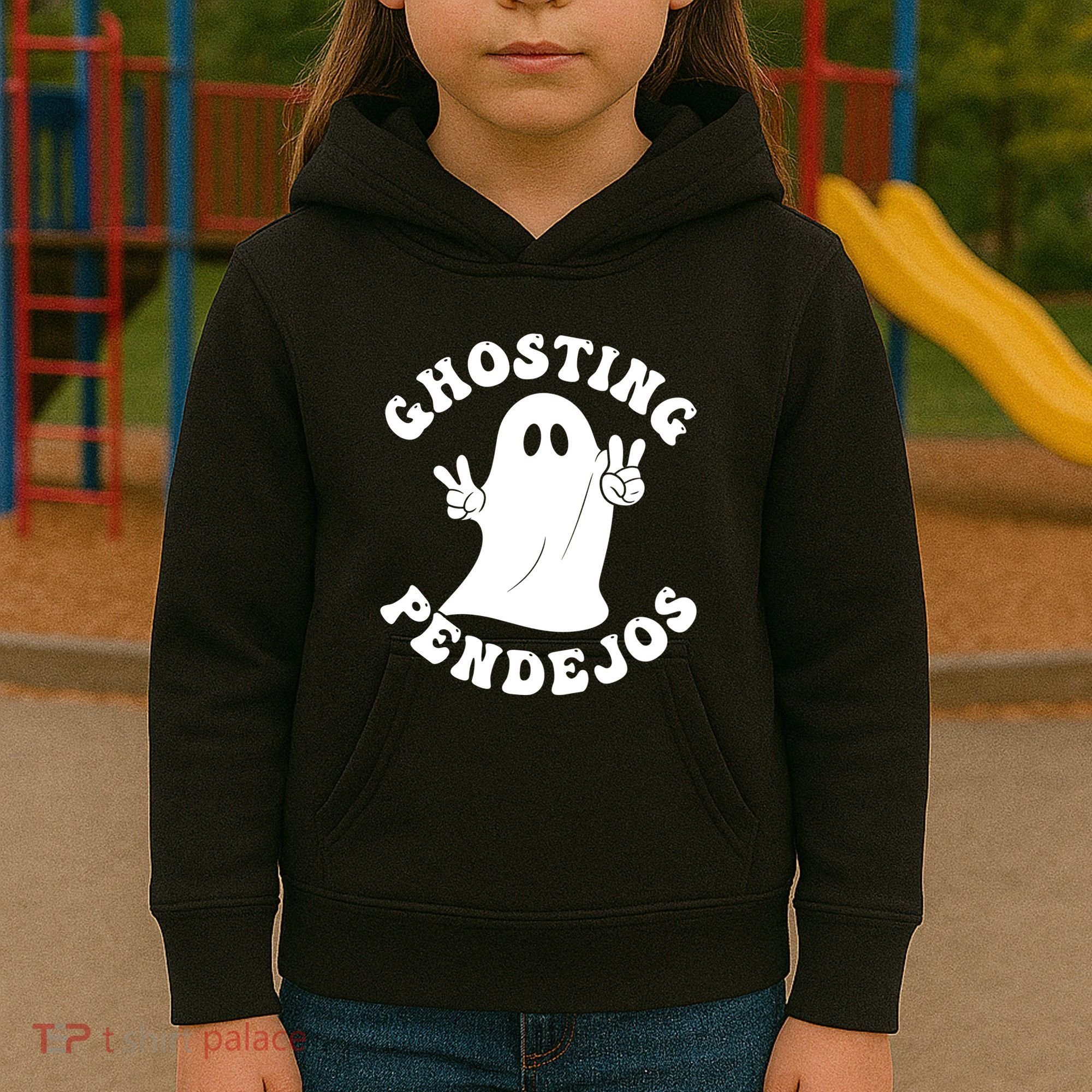 Ghosting Pendejos Funny Mexican Ghost Halloween Meme Kids Hoodie