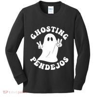 Ghosting Pendejos Funny Mexican Ghost Halloween Meme Kids Long Sleeve Shirt thumb 0