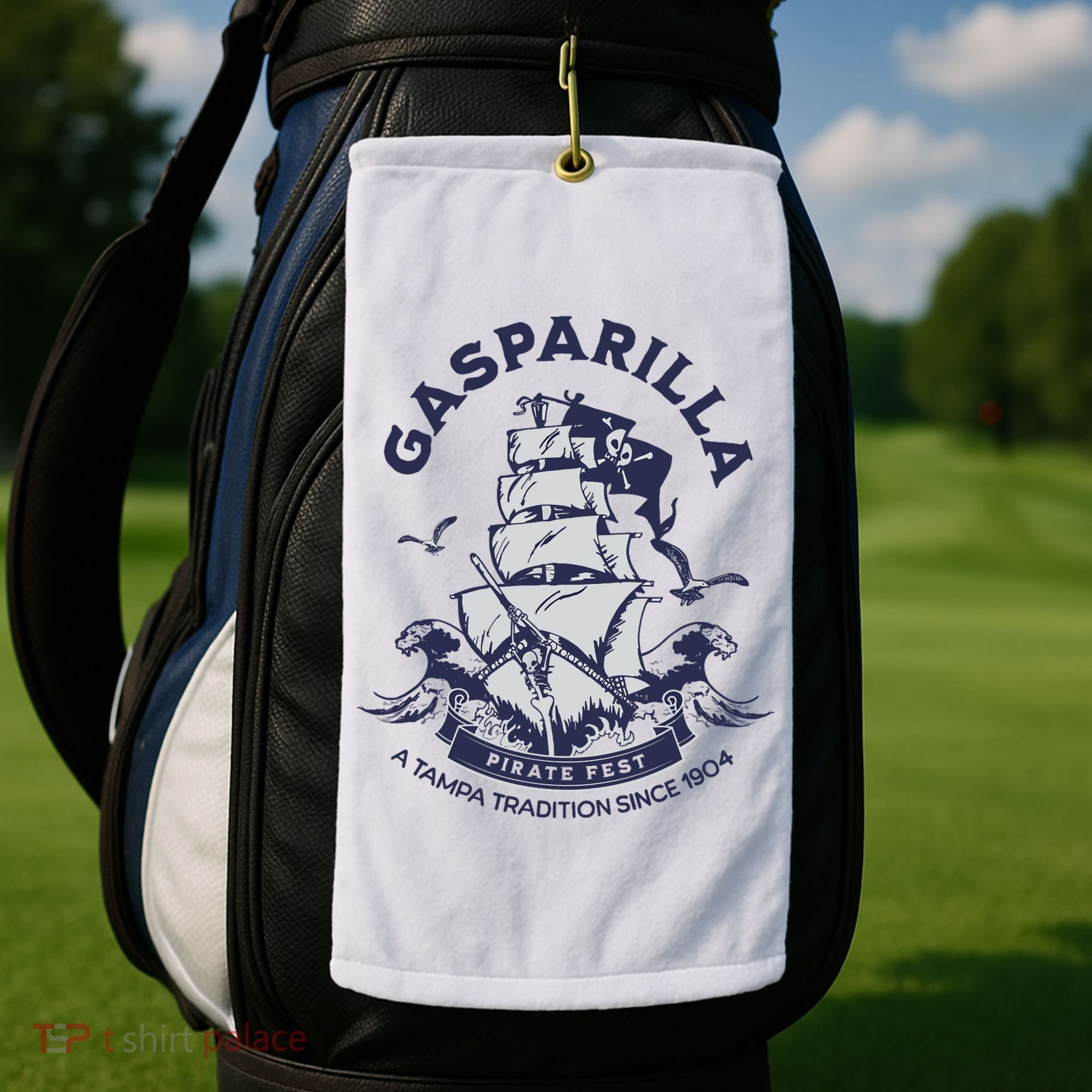 Gasparilla Pirate Fest Souvenir Pirate Ship Tampa Florida Golf Towel
