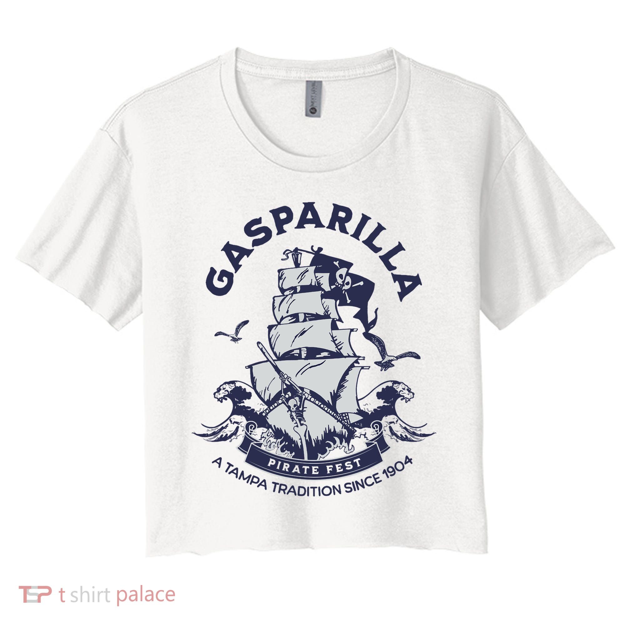Gasparilla Pirate Fest Souvenir Pirate Ship Tampa Florida Women's Crop Top Tee