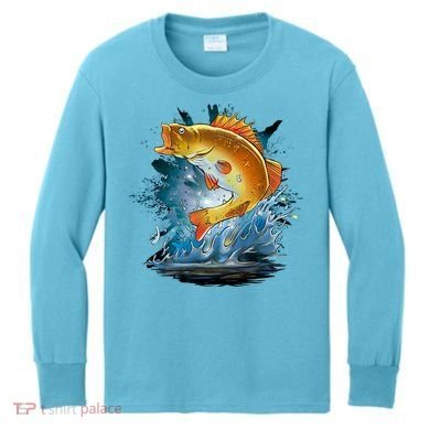 Golden Perch Fish Sea Kids Long Sleeve Shirt