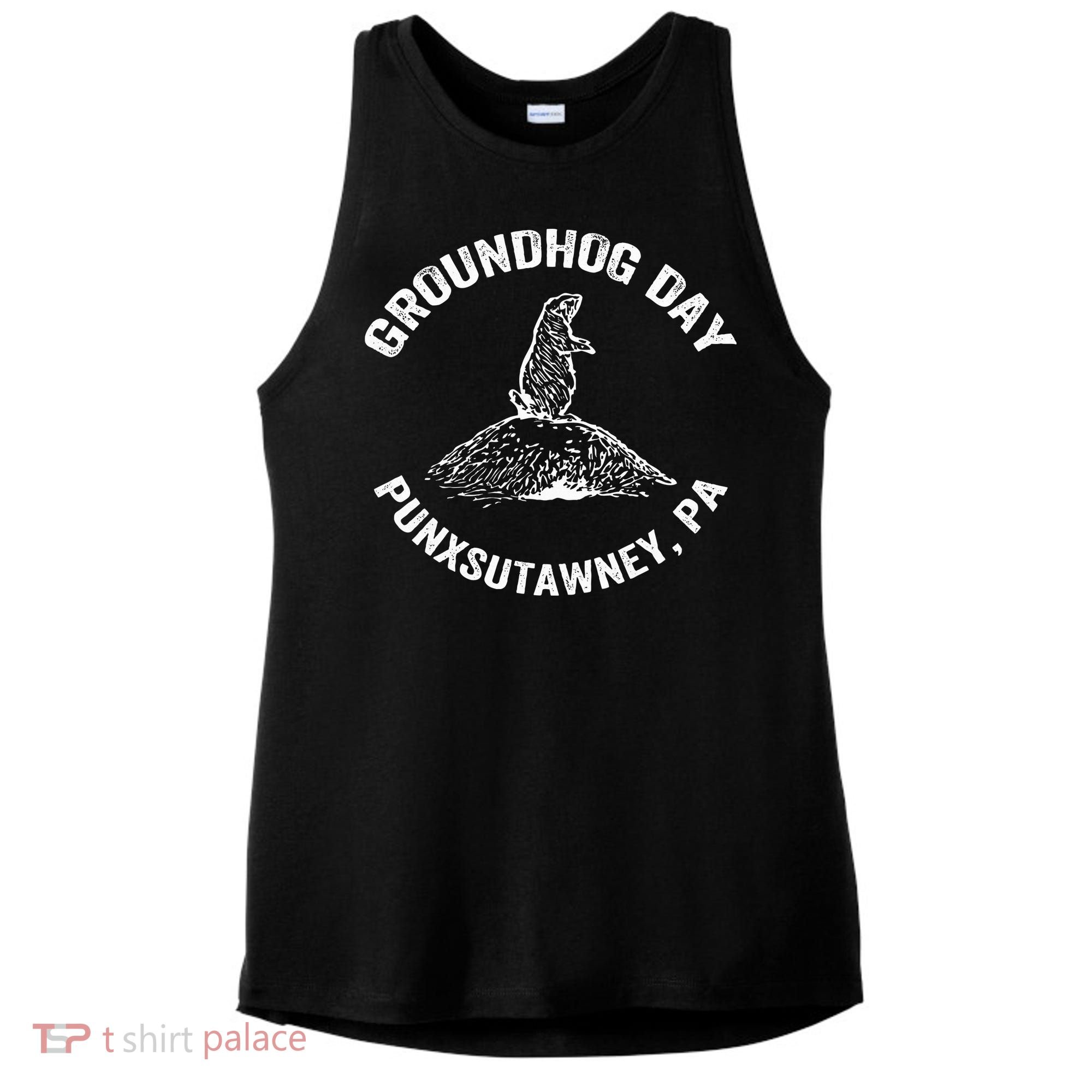Groundhog Punxsutawney Funny Groundhog Day Shadow Gift Ladies PosiCharge Tri-Blend Wicking Tank