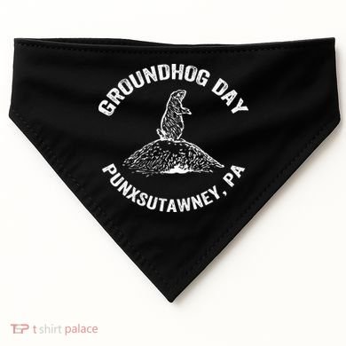 Groundhog Punxsutawney Funny Groundhog Day Shadow Gift USA-Made Doggie Bandana
