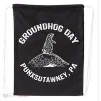 Groundhog Punxsutawney Funny Groundhog Day Shadow Gift Drawstring Bag thumb 0